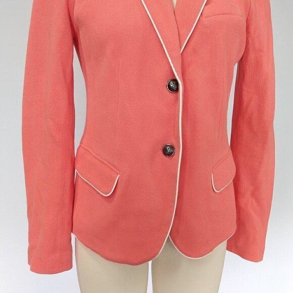 Gap Women's Academy Blazer Size 4 Fire Coral Knit Pink Jacket 2 Button Career - Picture 4 of 11